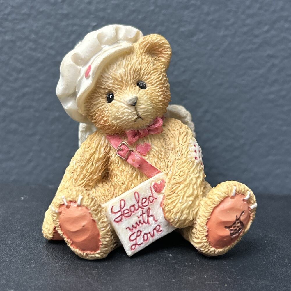 1994 Cherished Teddies Sealed With Love Letter Wings Hat Teddy Bear Vintage